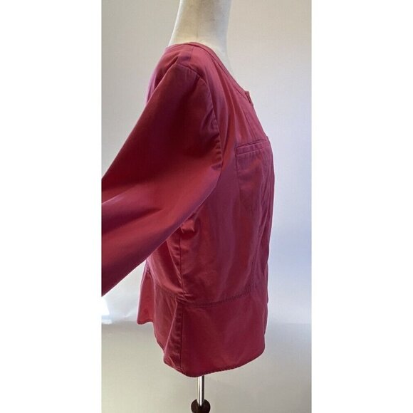 Talbots Womens Jacket Sz XL Pink Coral Button Up Pockets Cotton Long Sleeve - Picture 4 of 11